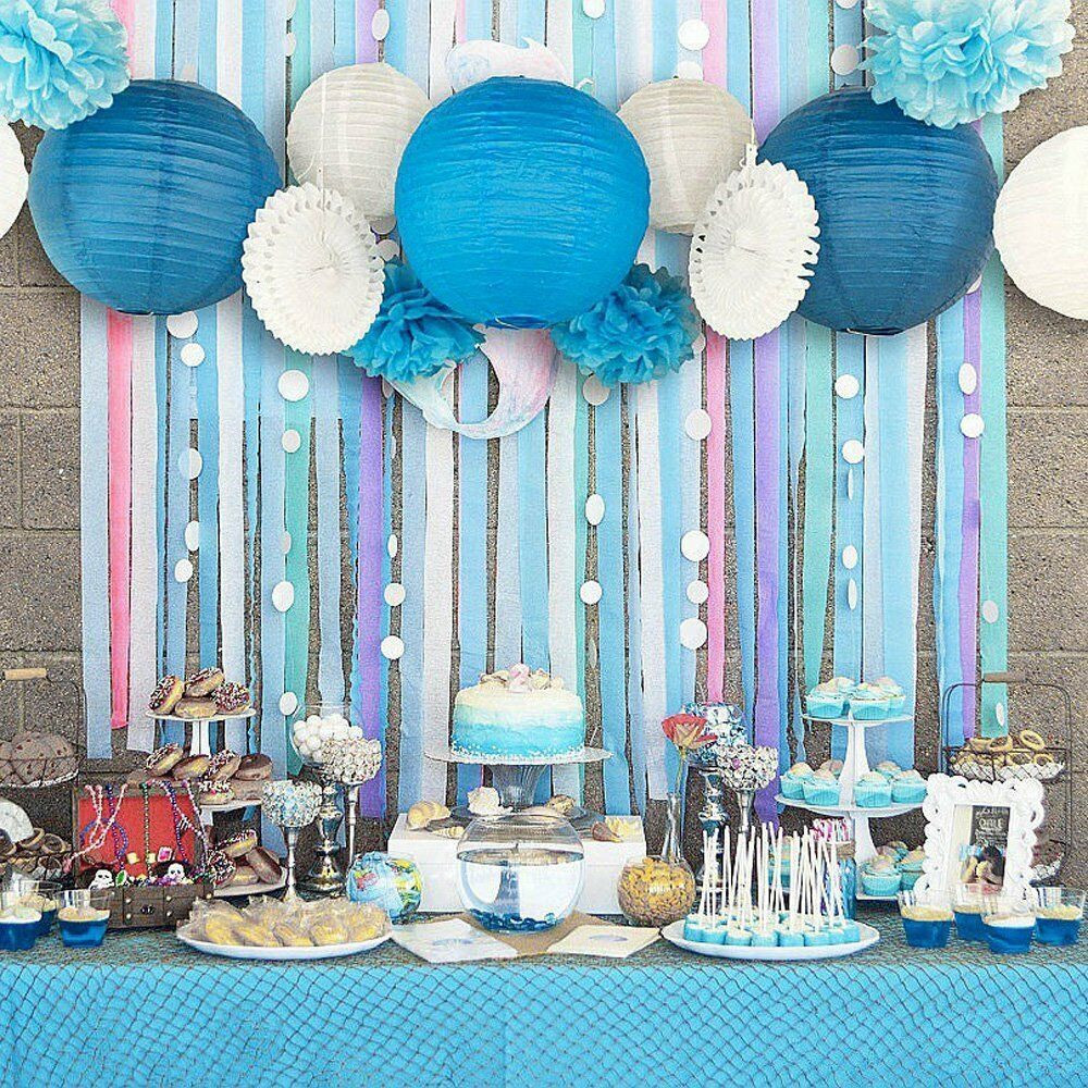 Birthday Party Decorating Ideas
 13pcs Blue Beach Themed Party Paper Crafts Decor for
