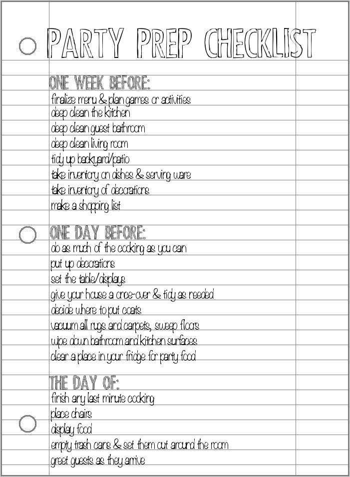 Birthday Party Food List
 Party Prep Checklist Pretty Providence