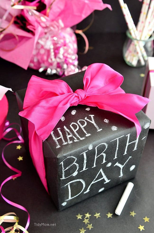 Birthday Party Gift Ideas
 DIY Chalkboard Gift Wrap