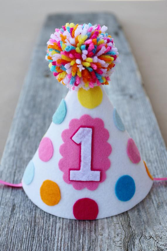 Birthday Party Hats
 Boy Girl Twins 1st Birthday Party Hats Polkadot by