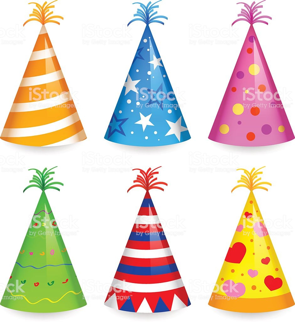 Birthday Party Hats
 Cartoon Six Differently Colored Party Hats Stock Vector