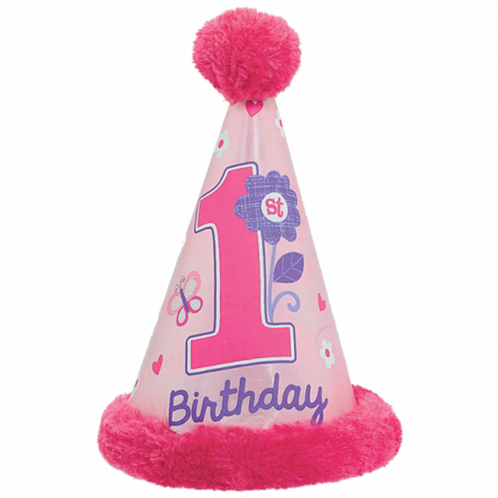 Birthday Party Hats
 Deluxe Sweet Pink Butterfly Girl s Happy 1st Birthday