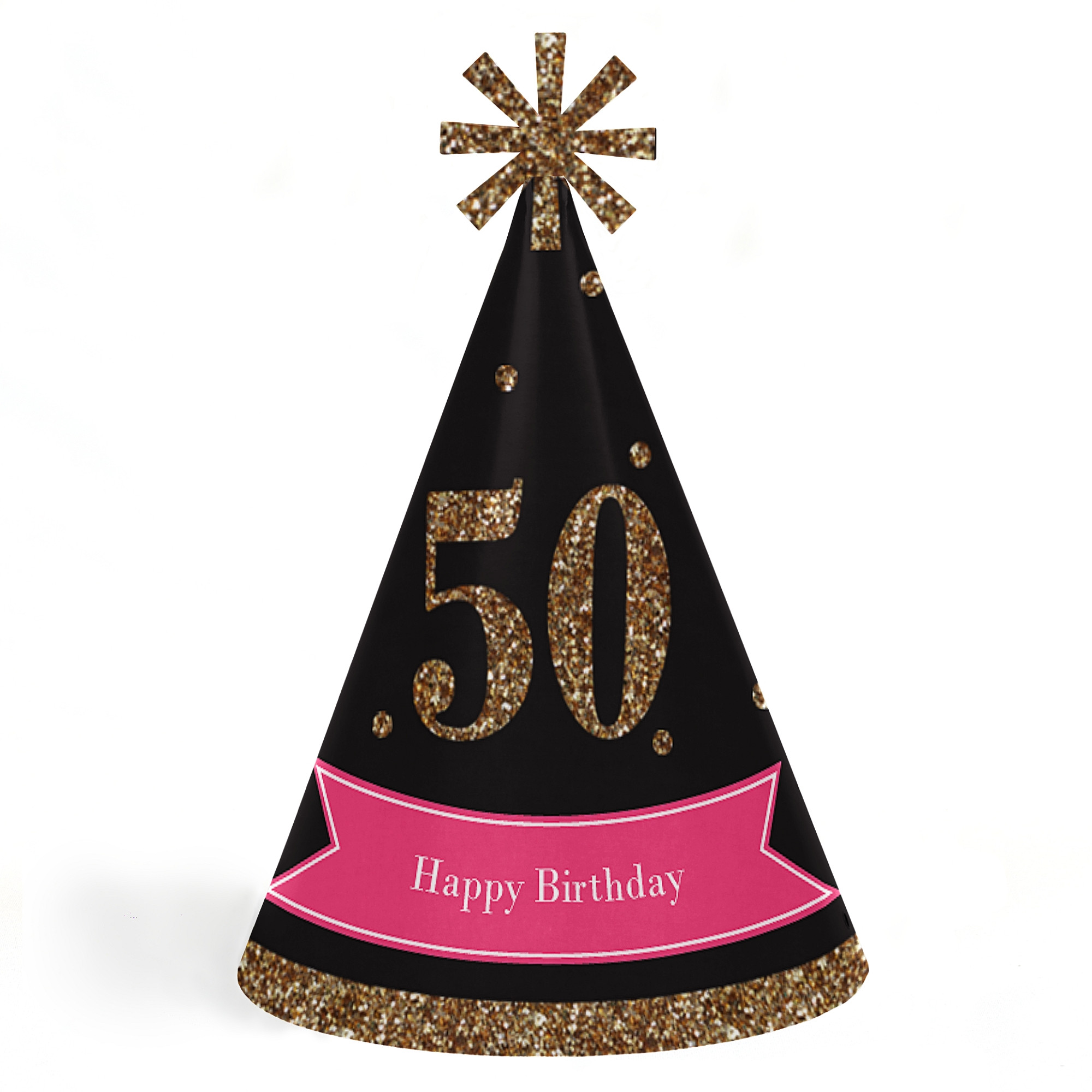 Birthday Party Hats
 Chic 50th Birthday Cone Happy Birthday Party Hats 8