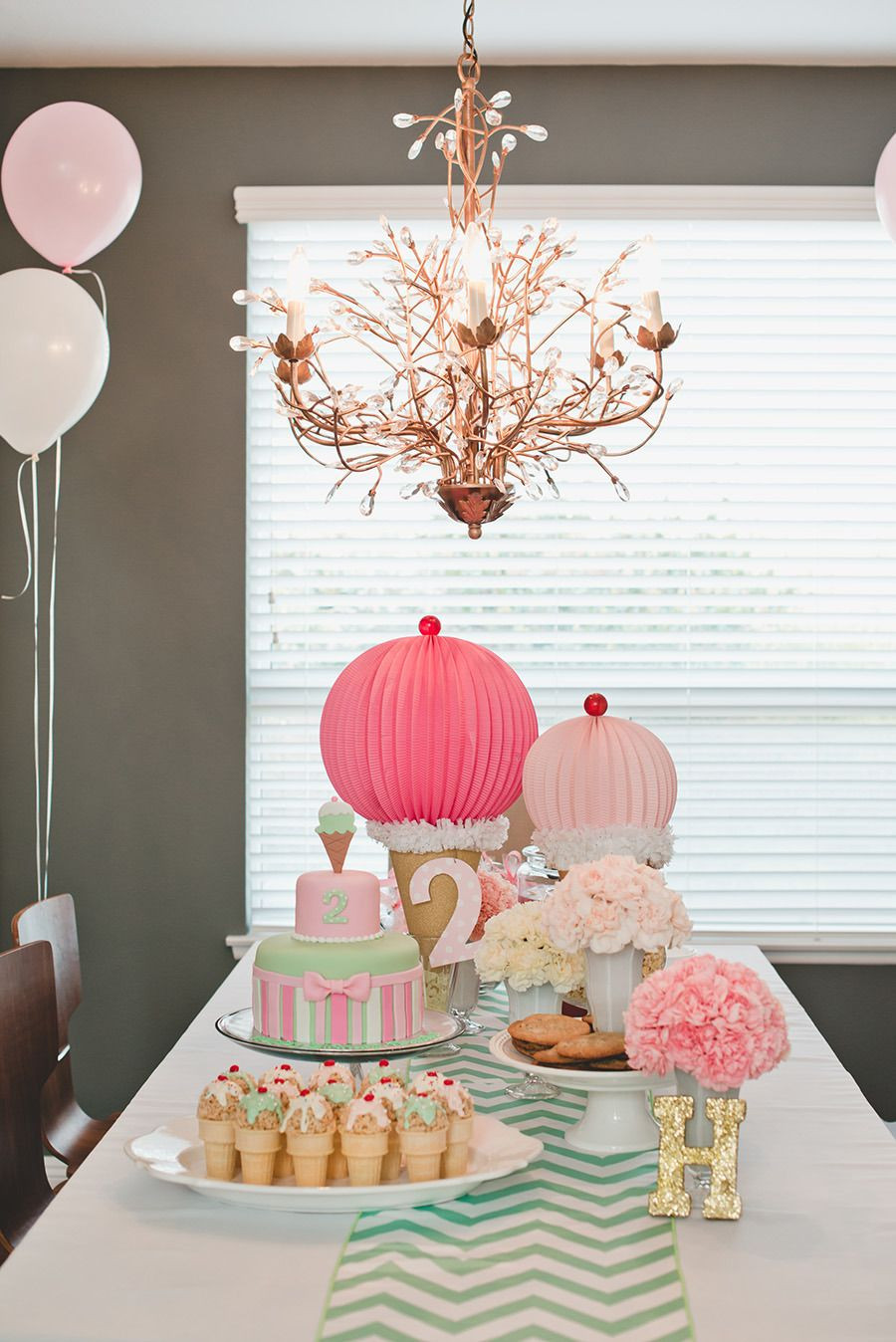 Birthday Party Table Decoration Ideas
 Hannah s Ice Cream Parlor Party in 2019