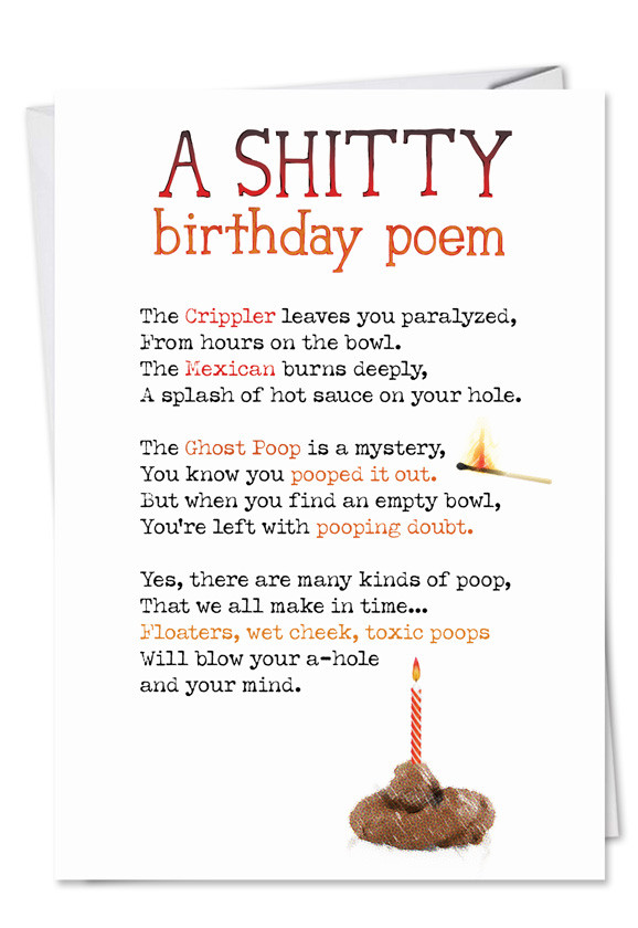 Birthday Poems Funny
 Shitty Poem Funny Dirty Birthday Card – NobleWorks Cards