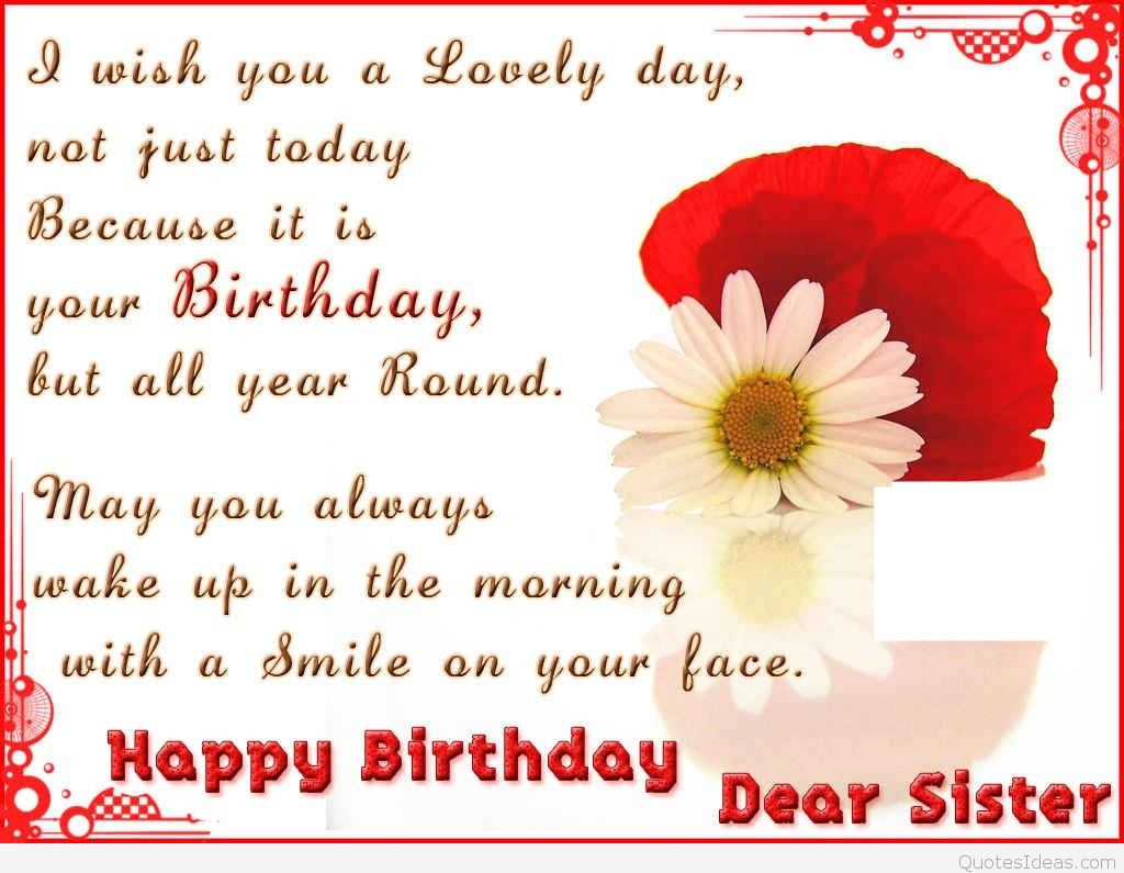 Birthday Quotes For A Sister
 Dear Sister Happy Birthday quote wallpaper