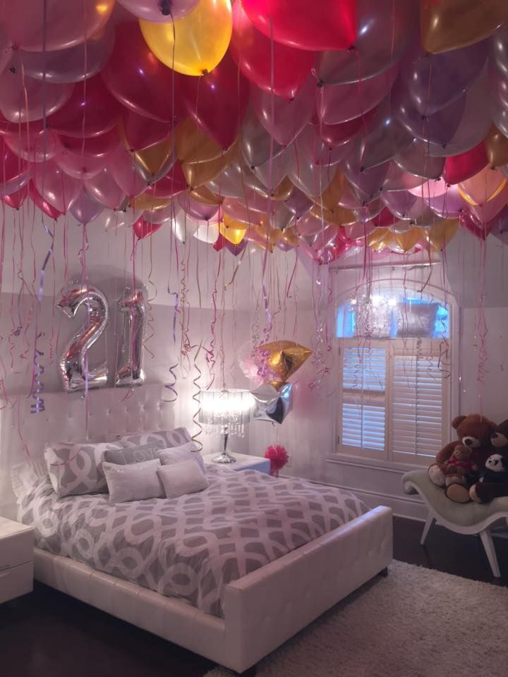 Birthday Room Decoration
 Stephanie loves balloons So for her 21st birthday the