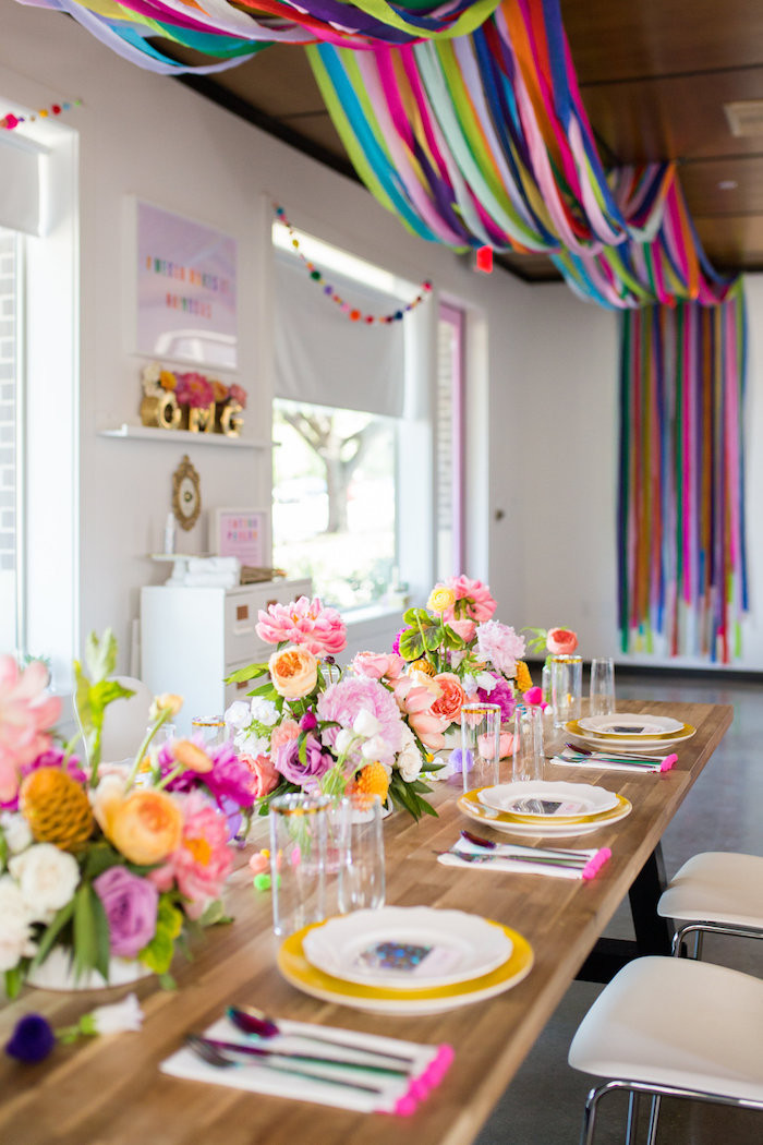 Birthday Table Decoration
 Kara s Party Ideas Lisa Frank Inspired Rainbow Party
