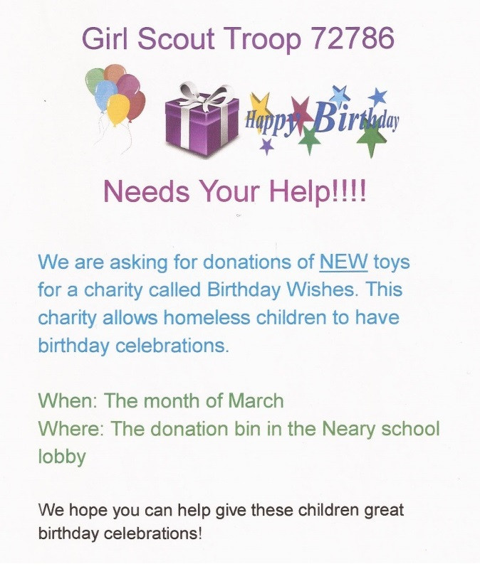 Birthday Wishes Charity
 Collection drive to deliver Birthday Wishes