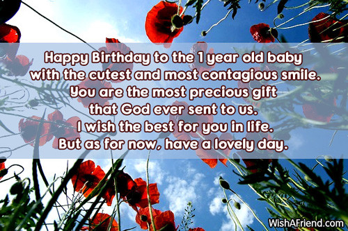 Birthday Wishes For One Year Old
 1 Year Old Birthday Quotes QuotesGram