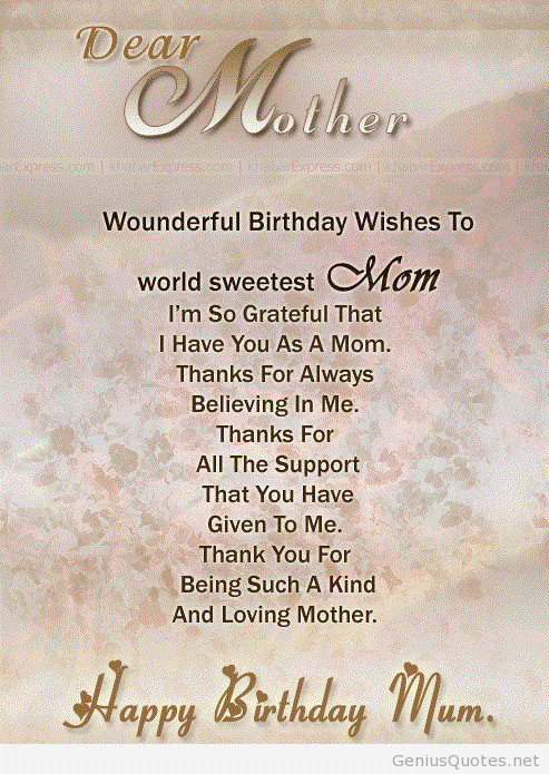 Birthday Wishes To Mother
 Happy Birthday Mom Quotes