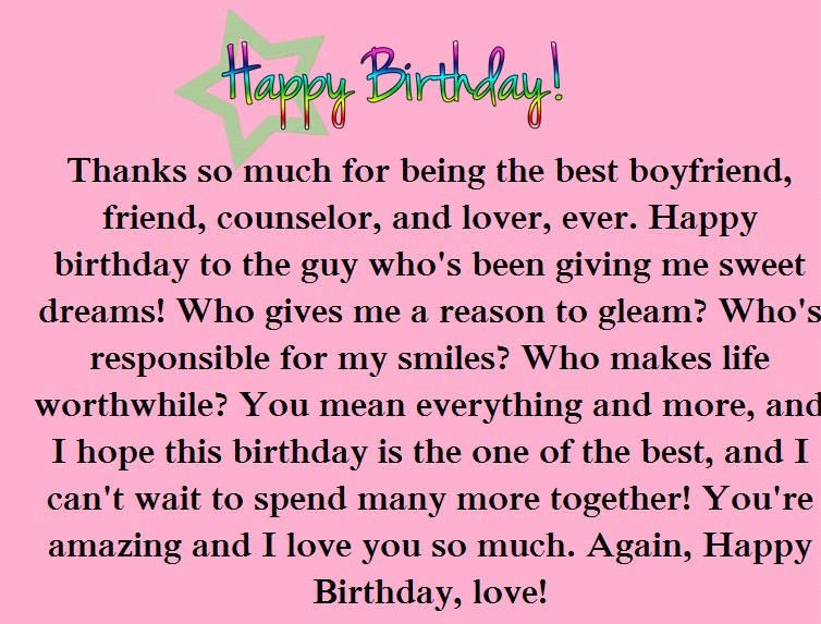 Birthday Wishes To My Boyfriend
 Romantic Birthday Paragraphs for Your Boyfriend
