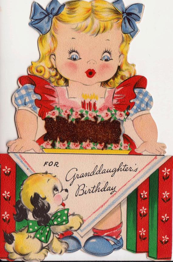 Birthdays Cards
 Vintage Hallmark 1943 For Granddaughters by poshtottydesignz