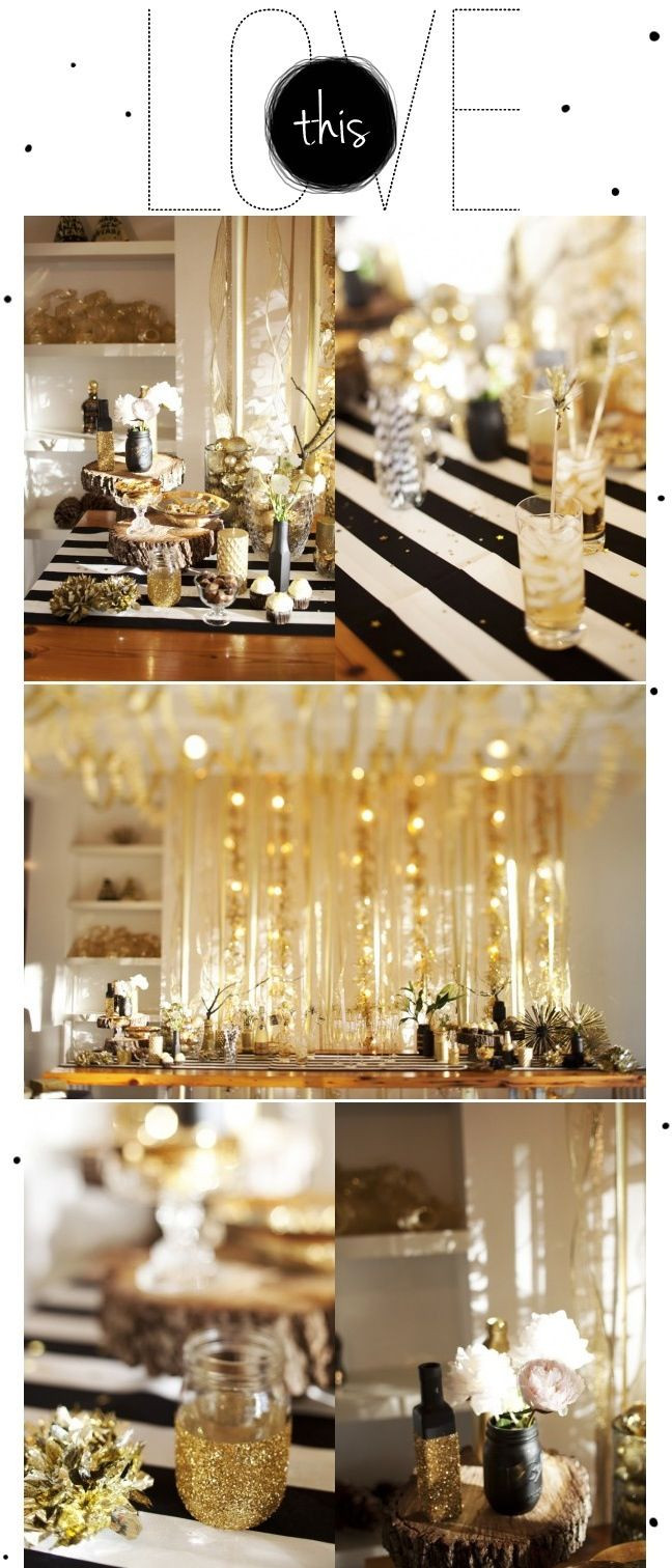 Black And Gold Engagement Party Ideas
 Black white or ivory with pops of gold