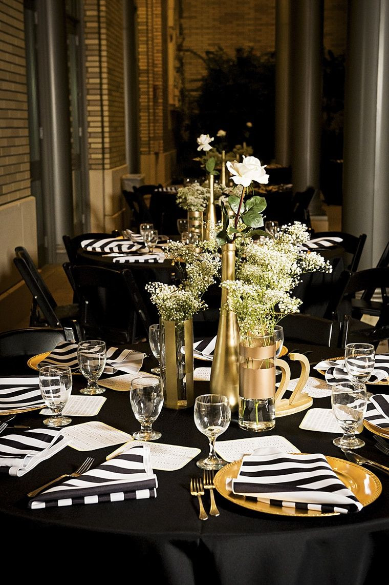 Black And Gold Engagement Party Ideas
 Modern Elegant White Black and Gold Wedding
