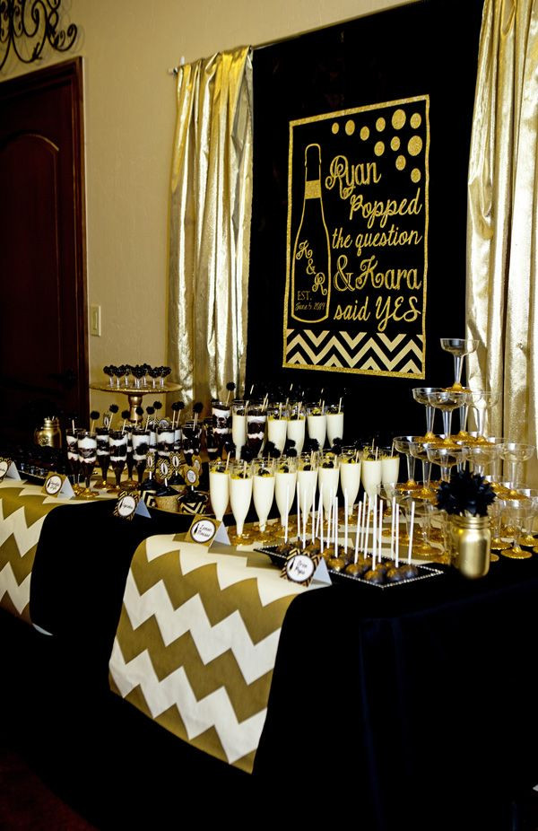 Black And Gold Engagement Party Ideas
 Black and Gold Bridal Shower "He Popped the Question