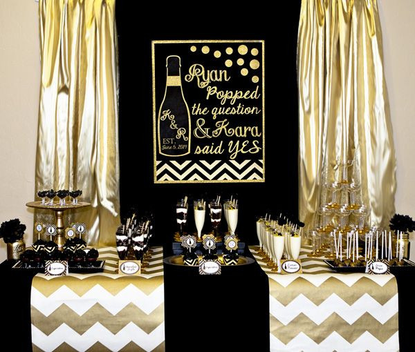 Black And Gold Engagement Party Ideas
 Gold and Black Bridal Shower He Popped The Question and