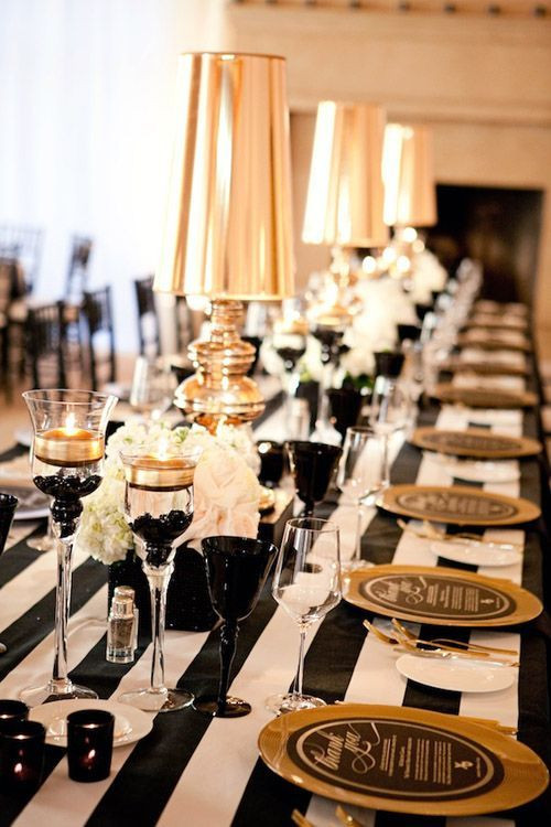 Black And Gold Engagement Party Ideas
 Glamorous Black White and Gold Wedding with Sequin