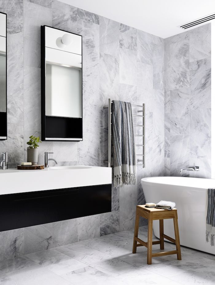 Black And Grey Bathroom Decor
 5 Bathroom Designs In Black White & Grey Debra