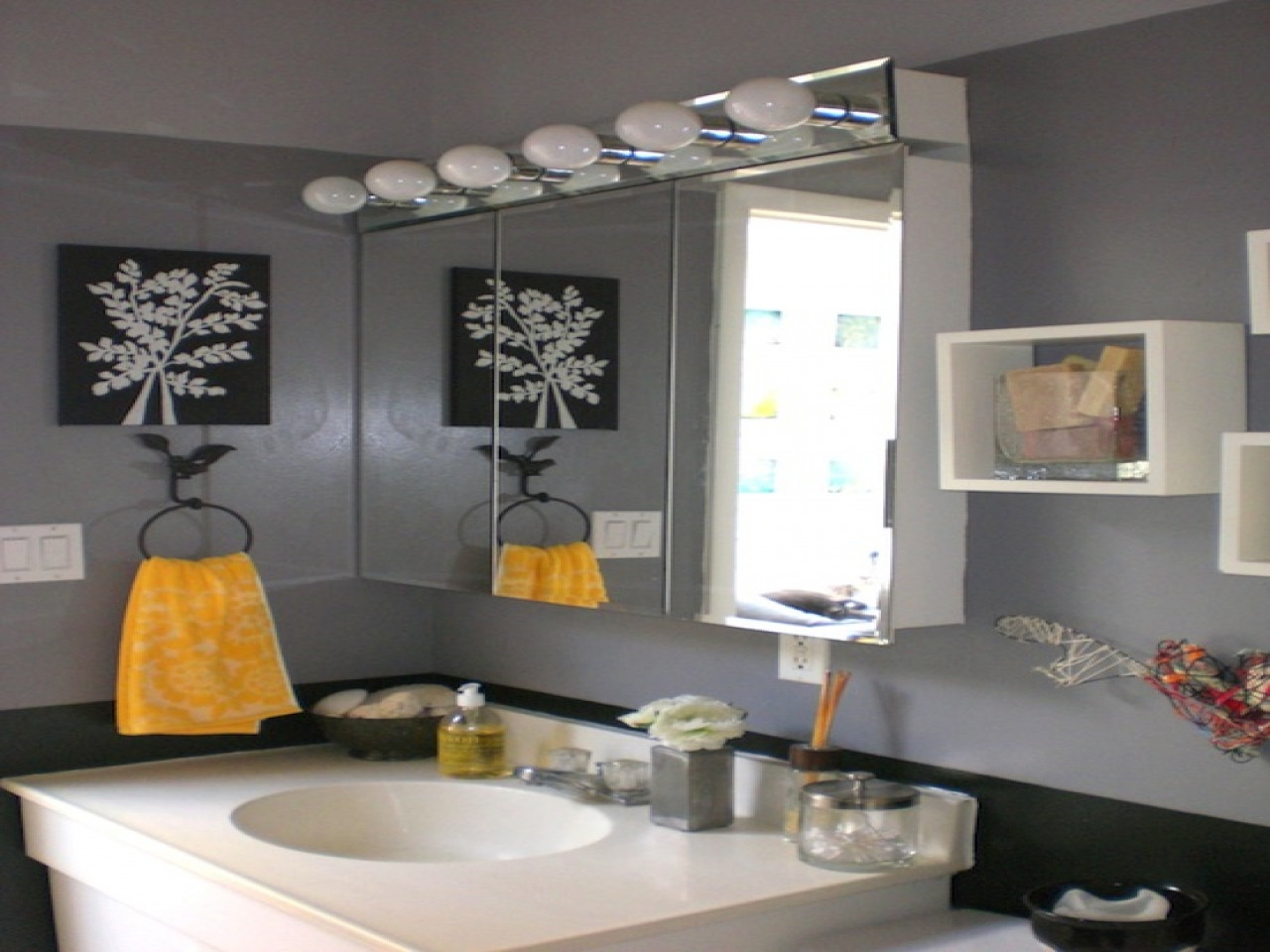 Black And Grey Bathroom Decor
 Gray bathroom decor black grey and yellow bathroom black