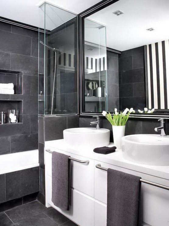 Black And Grey Bathroom Decor
 black and grey bathrooms 2017 Grasscloth Wallpaper