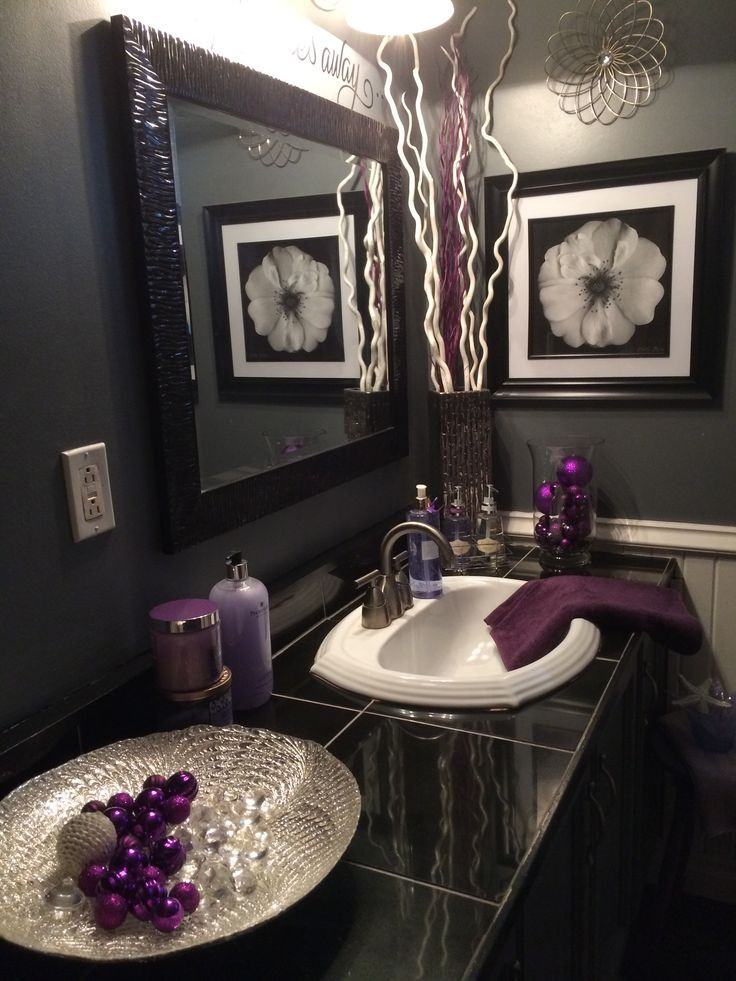 Black And Grey Bathroom Decor
 Black and grey bathroom with lavender accents