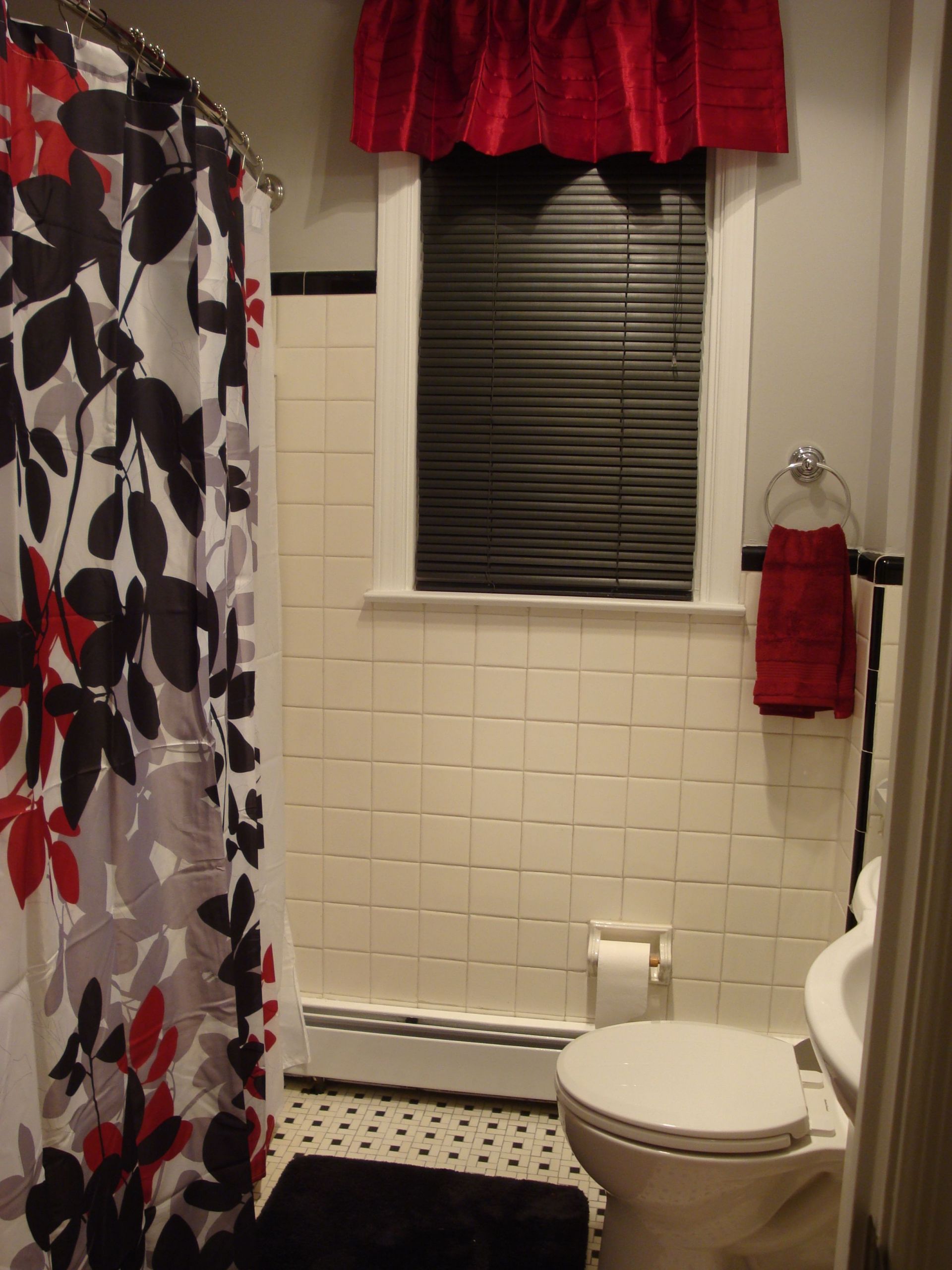 Black And Grey Bathroom Decor
 Black red gray & white bathroom I love it