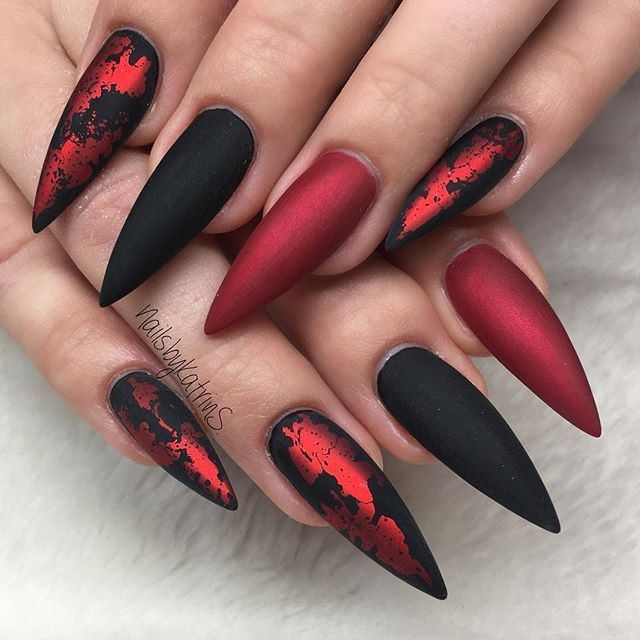 Black And Red Nail Ideas
 Great for the month of Feb