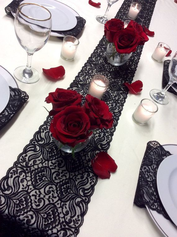 Black And Red Wedding Decorations
 White Lace Table Runner 12ft 20ft x 7in Wide Black