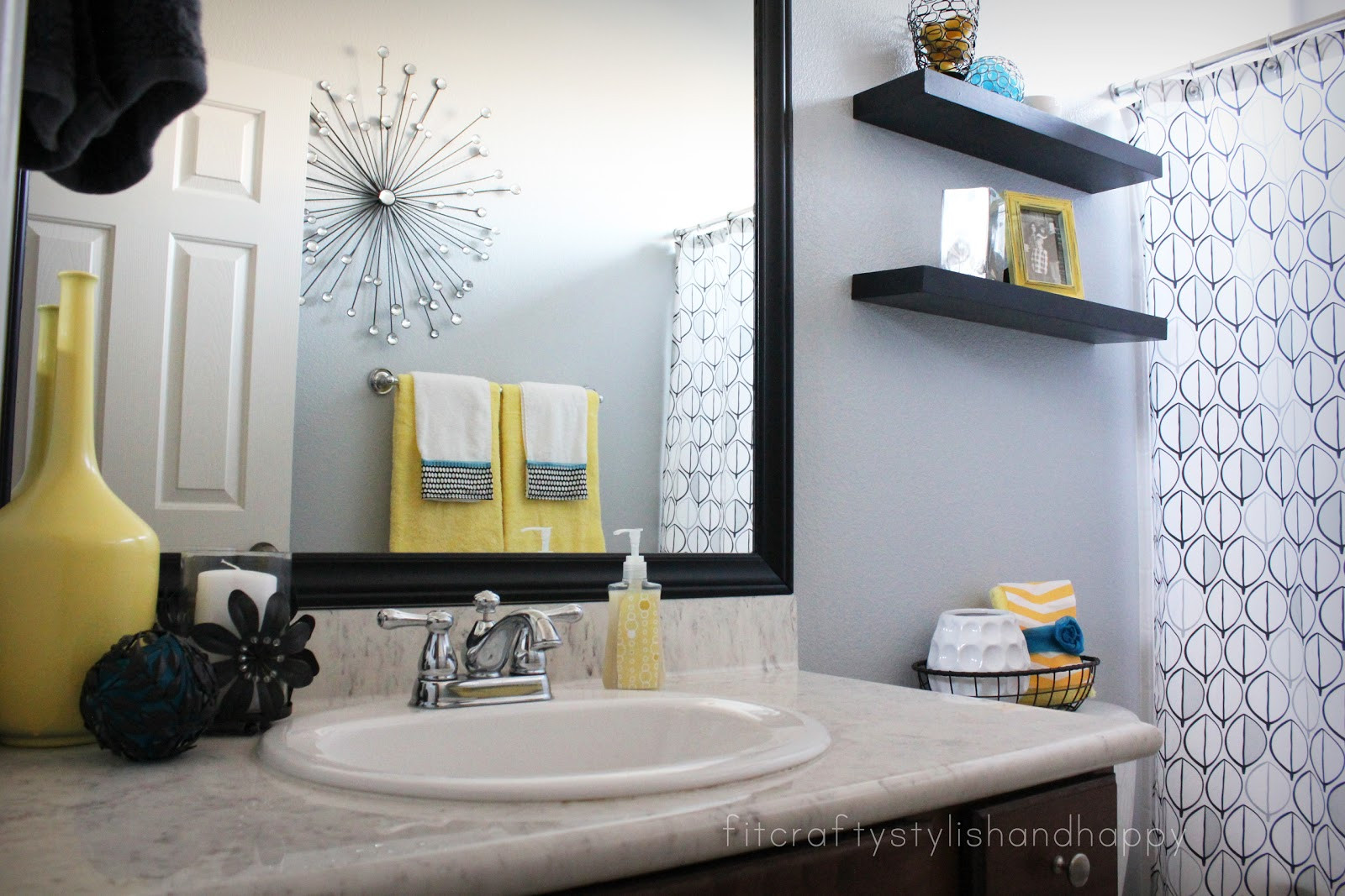 Black And White Bathroom Decor
 Fit Crafty Stylish and Happy Guest Bathroom Makeover