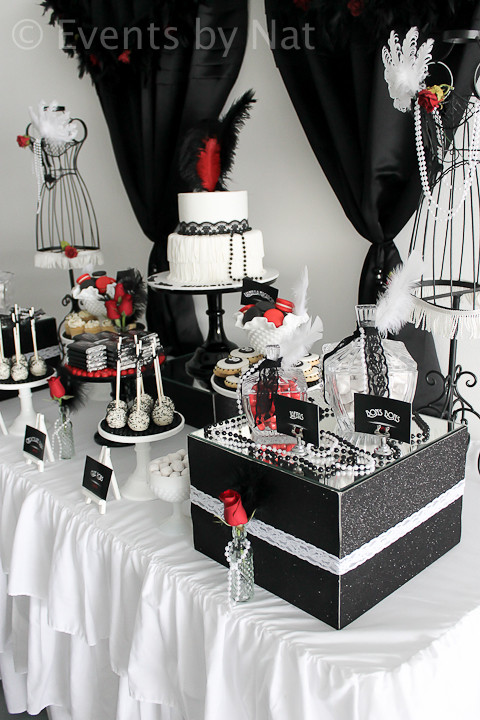 Black And White Birthday Decorations
 Events By Nat Roaring 1920 s Black White and Red Dessert