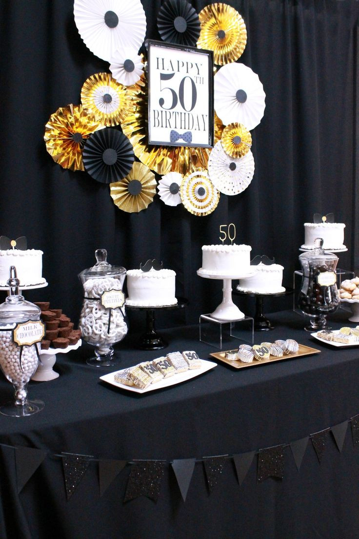 Black And White Birthday Decorations
 50th Birthday black gold and white party 50th party ideas