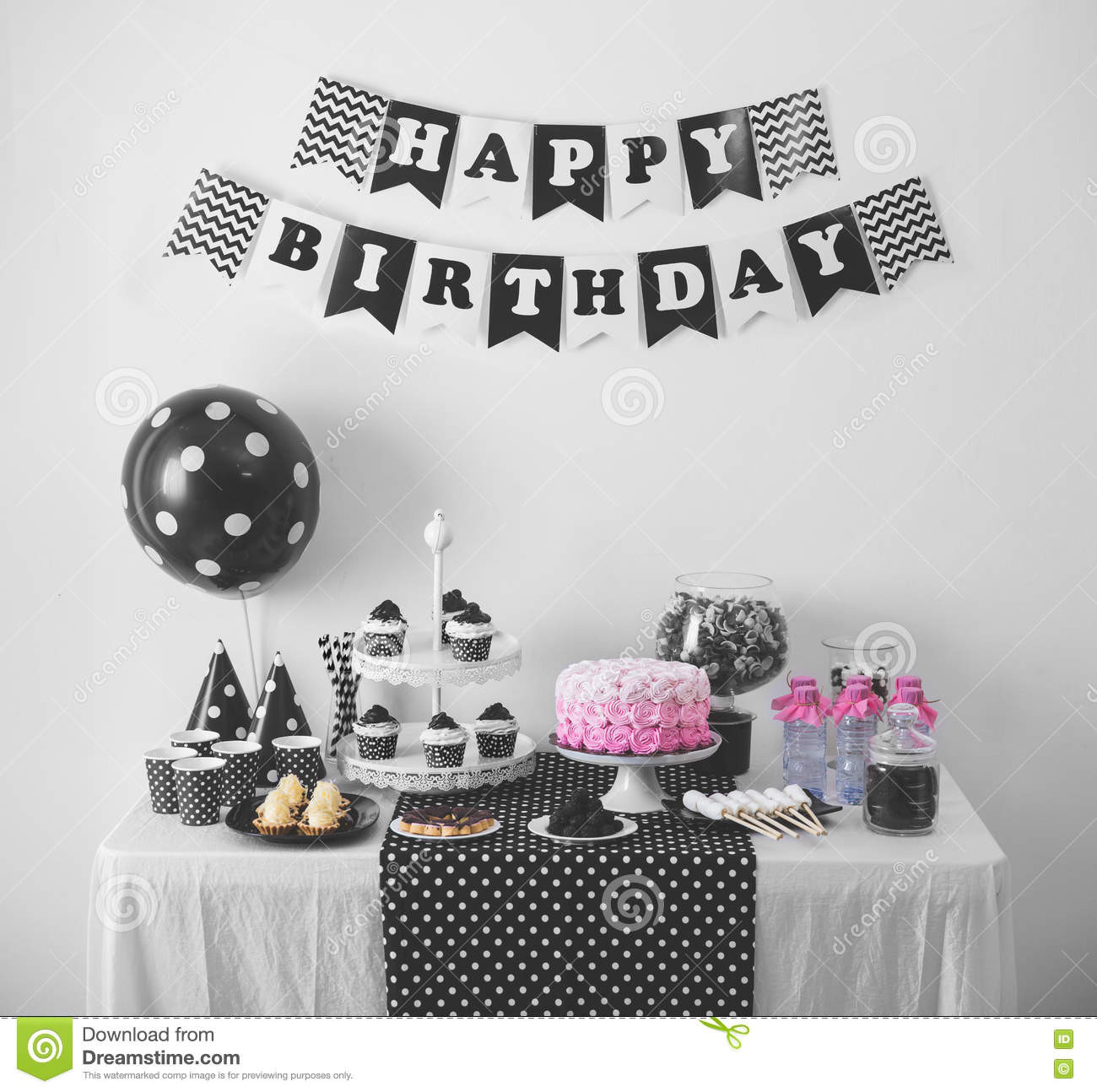 Black And White Birthday Decorations
 Black And White Birthday Party Decoration Stock Image