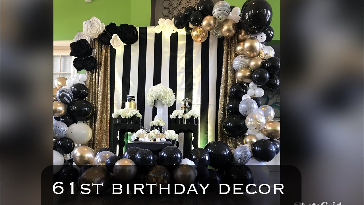 Black And White Birthday Party Decorations
 61st Birthday Party Decor Black White And Gold Balloon