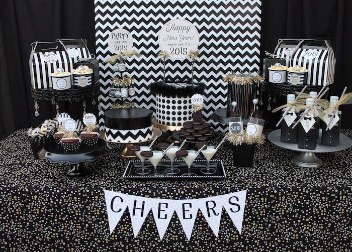 Black And White Birthday Party Decorations
 Kara s Party Ideas Black & White New Year s Eve Party