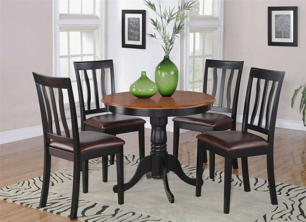 Black And White Kitchen Table
 5PC DINETTE KITCHEN DINING SET TABLE WITH 4 LEATHER CHAIRS