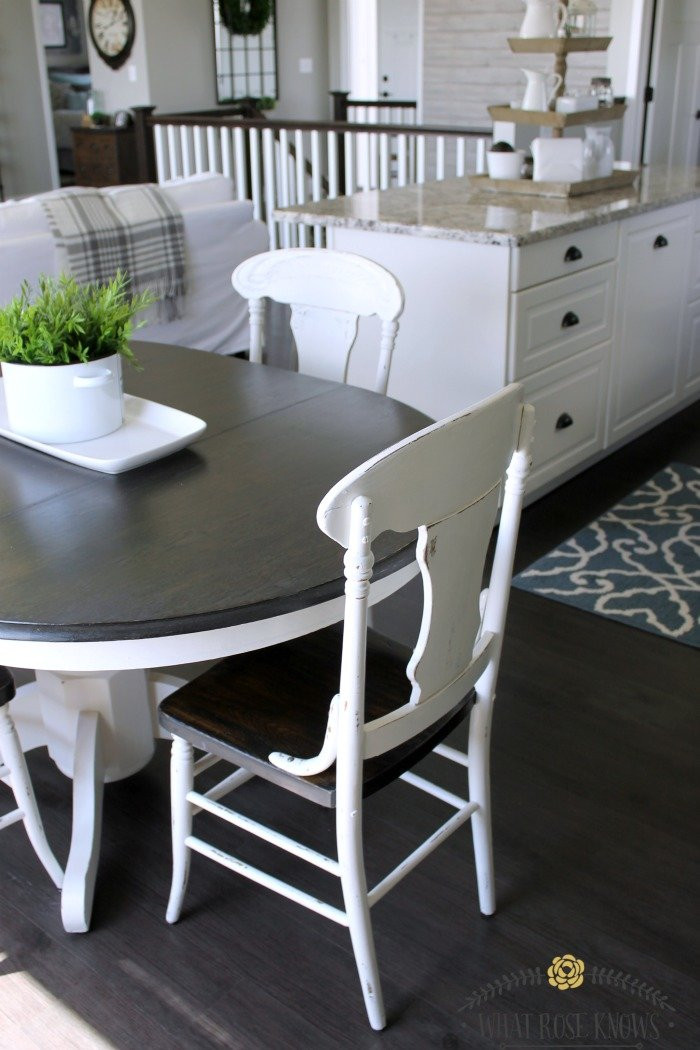 Black And White Kitchen Table
 Farmhouse Style Painted Kitchen Table and Chairs Makeover