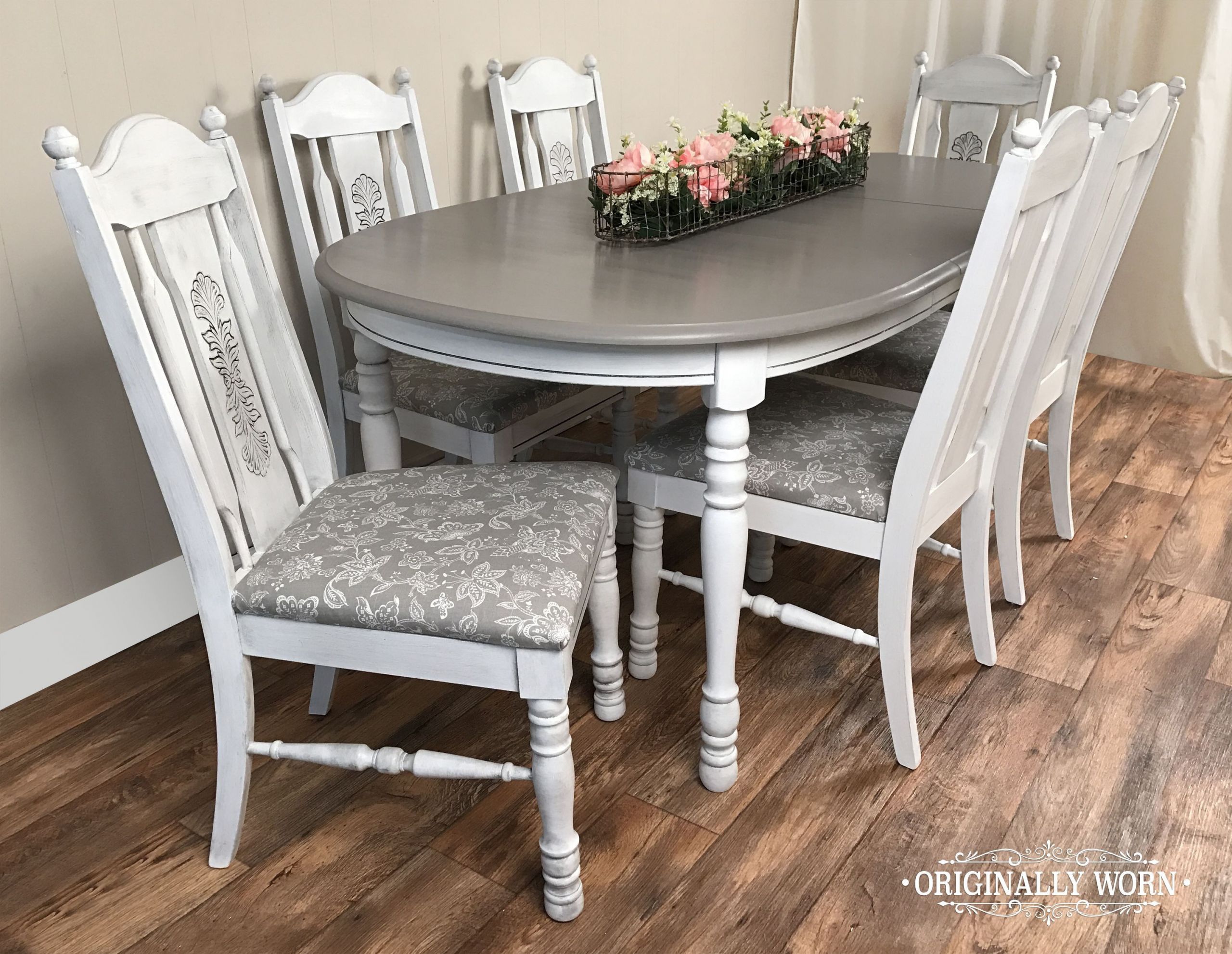 Black And White Kitchen Table
 7 Piece Oval Dining Set in Annie Sloan Chalk Paint in Pure