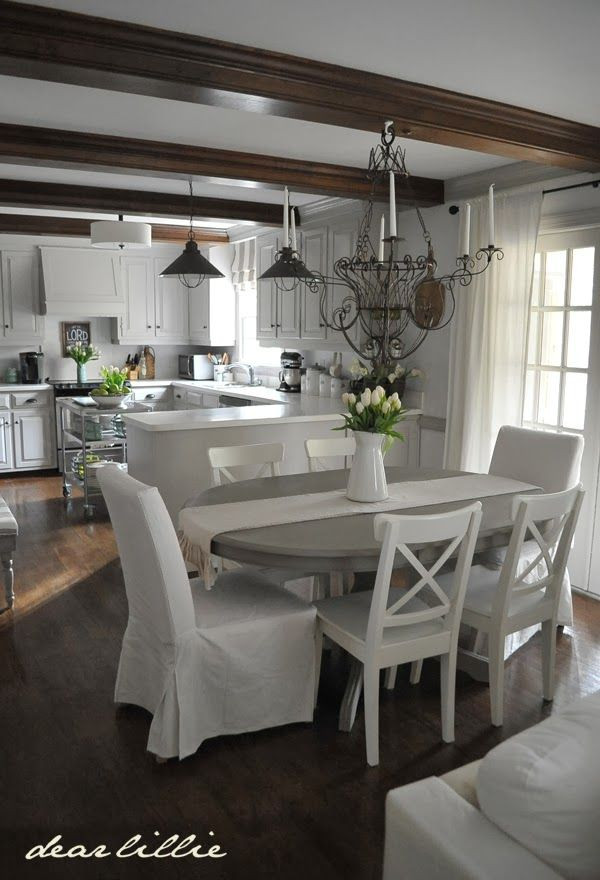 Black And White Kitchen Table
 Gray kitchen table w White chairs Adding some Spring