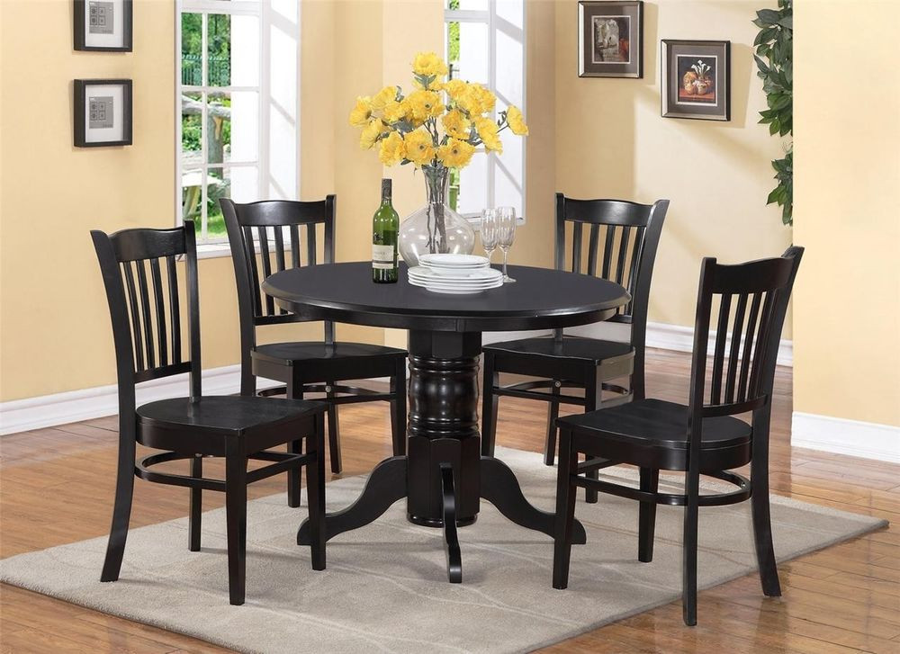Black And White Kitchen Table
 5 PC SHELTON ROUND DINETTE KITCHEN TABLE with 4 WOOD SEAT