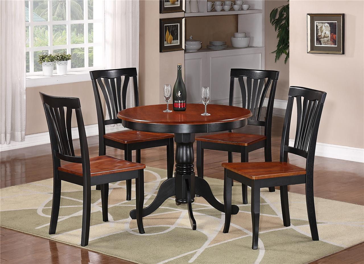 Black And White Kitchen Table
 5PC ROUND TABLE DINETTE KITCHEN TABLE & 4 CHAIRS BLACK