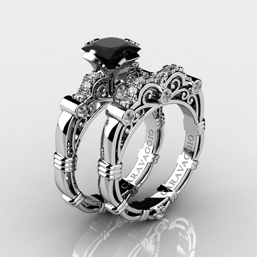 Black And White Wedding Ring Sets
 Art Masters Caravaggio 14K White Gold 1 25 Ct Princess