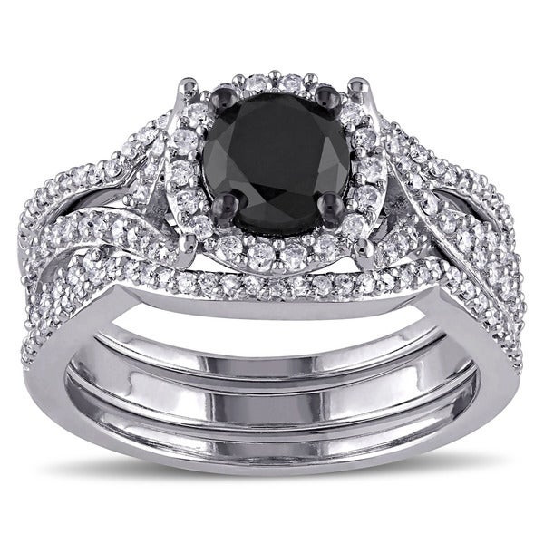 Black And White Wedding Ring Sets
 Miadora Signature Collection 10k White Gold 1 1 2ct TDW