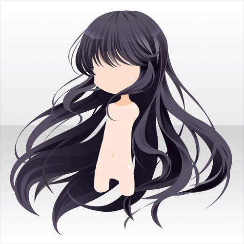 Black Anime Hairstyles
 Black flowing hair from the Sleeping Princess gacha in