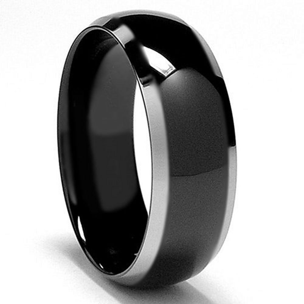 Black Band Wedding Rings
 Mens BLACK TITANIUM CARBON Polished Engagement Wedding