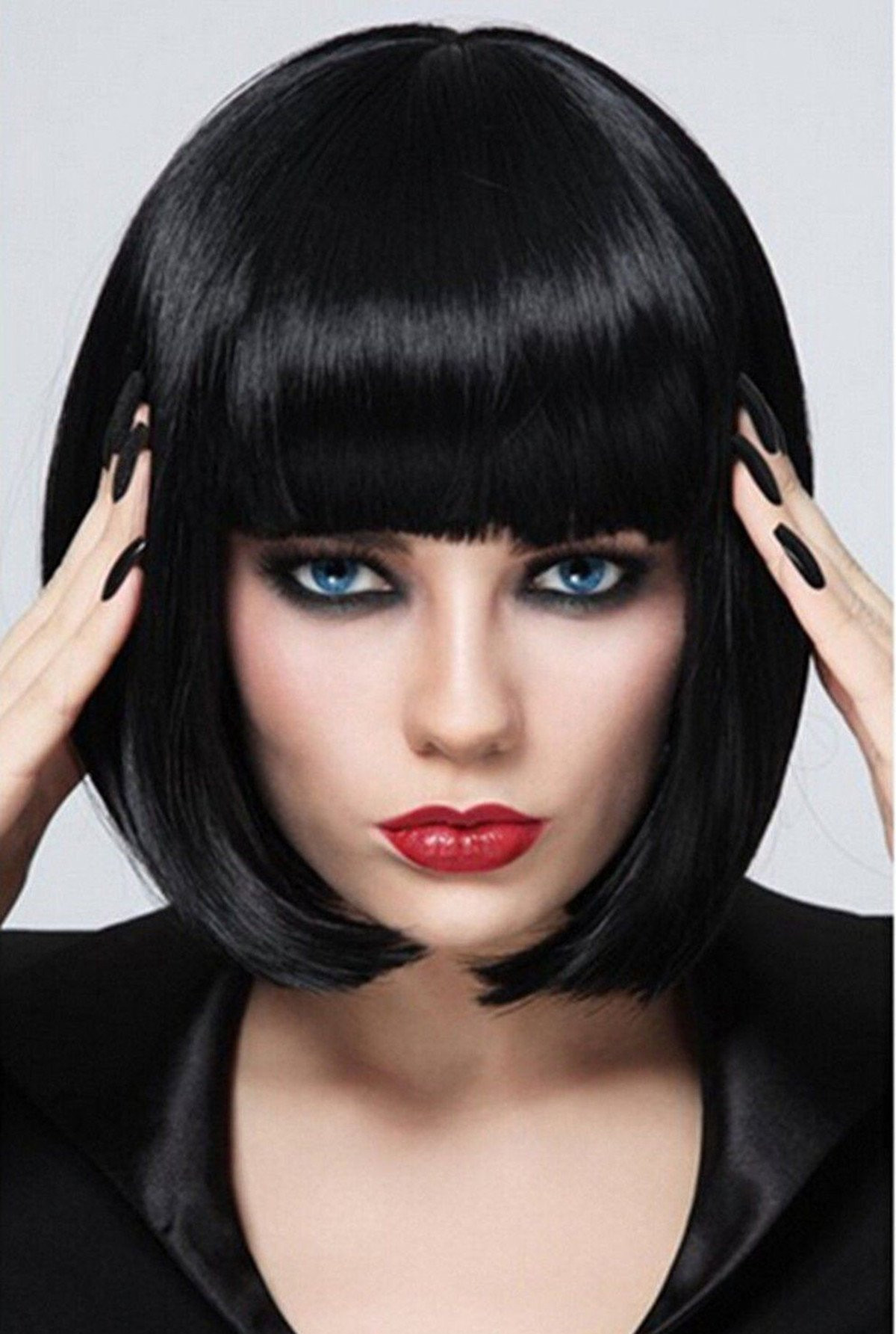 Black Bob Hairstyles With Bangs
 Amazon Short Bob Wigs White Wig for Women with Bangs