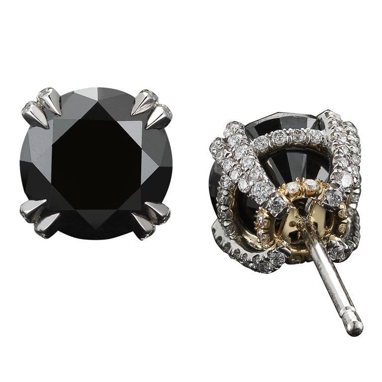 Black Diamond Earring Studs
 Black Diamond and Diamond Melee Studs at 1stdibs