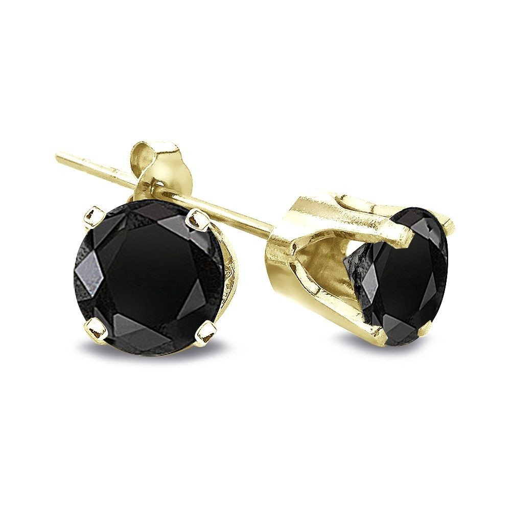 Black Diamond Earring Studs
 1 2 Ct Round Treated Black Diamond 14K Yellow Gold Stud