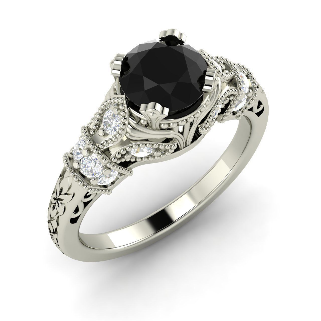 Black Diamond Engagement Rings
 Certified Black Diamond & SI Diamond Engagement Ring In