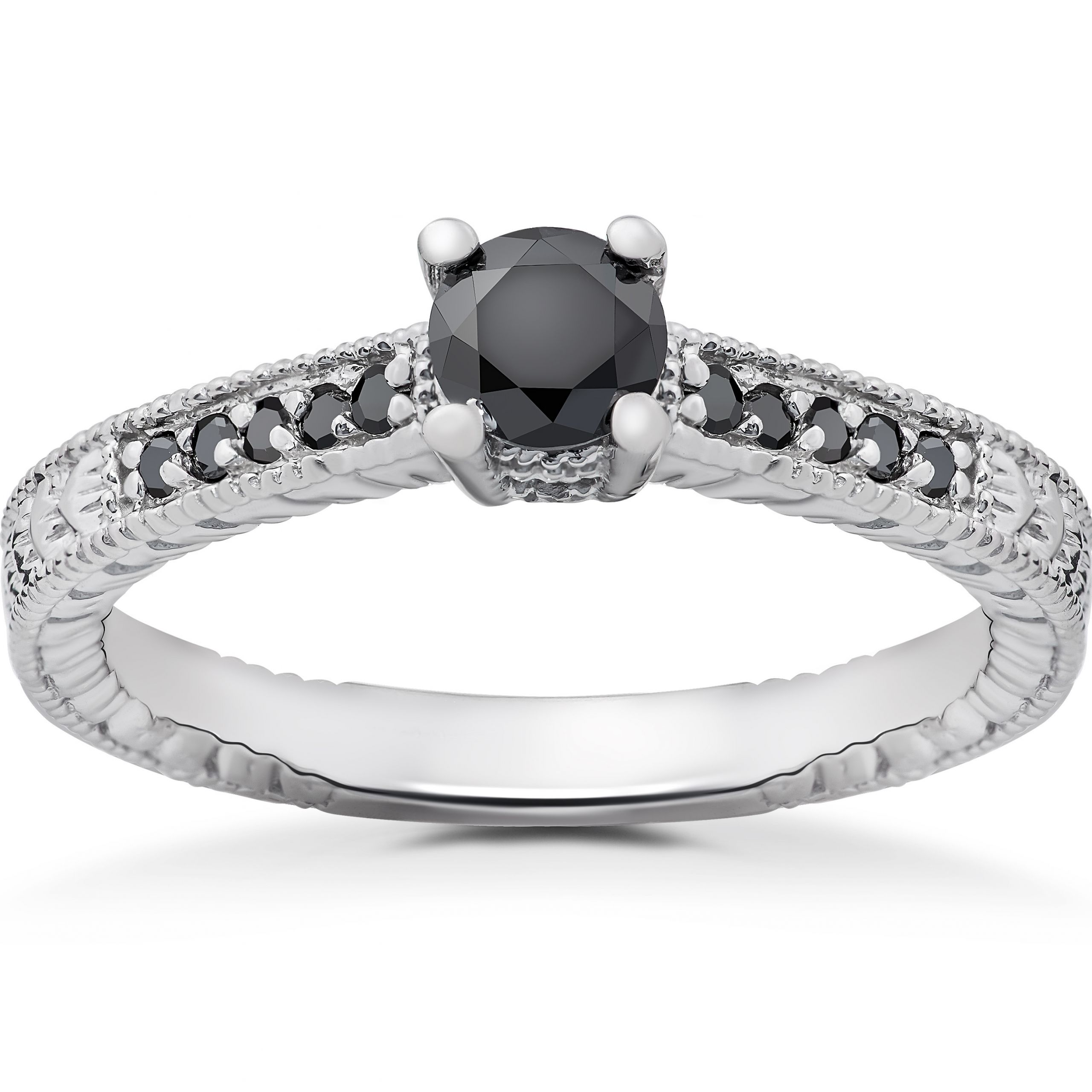 Black Diamond Engagement Rings
 1 2 ct Black Diamond Vintage Engagement Ring 14k White